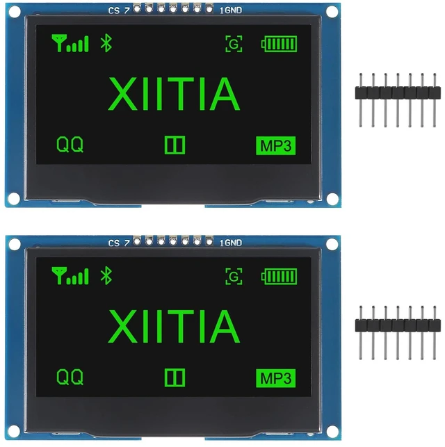 Main image of XIITIA 2pcs 7 Pin 2.42" SSD1309 128x64 OLED Display Module 2.42 Inch OLED LCD Display Module IIC I2C SPI(Green Light)