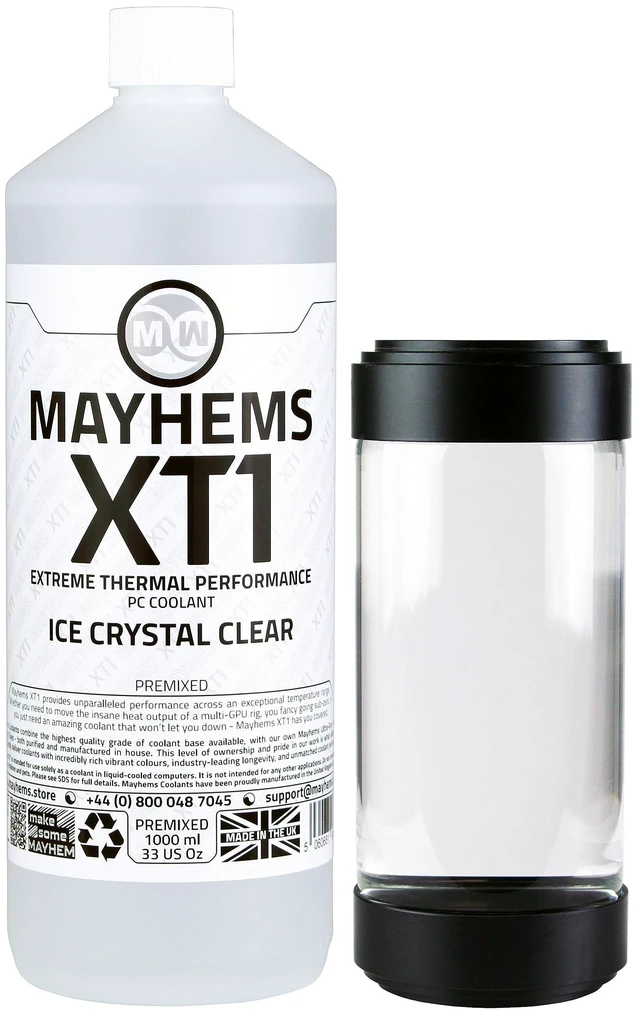 Main image of Mayhems - XT1 Premixed PC Coolant - Computer Water Cooling Fluid - Liquid Cooling, Thermal Performance Series, 1 Litre, Ice Crystal Clear