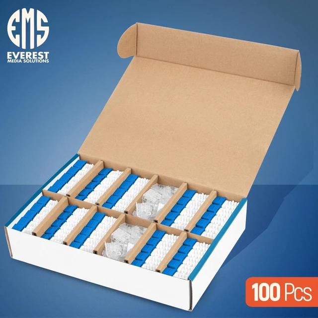 Alt view image 2 of 5 - Everest 90 Degree RJ45 cat6A Keystone Jacks Slim Profile 100-Pack Blue