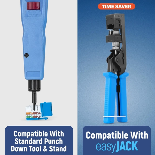 Alt view image 4 of 5 - Everest 90 Degree RJ45 cat6A Keystone Jacks Slim Profile 100-Pack Blue