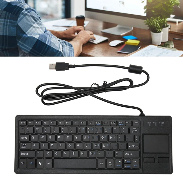 Alt view image 4 of 5 - Wired Keyboard with Trackpad, Ultra Thin Touch Keyboard with X Scissors Key, Built in USB Hub, Compact Mini Industrial Keypad for Food Service Marine Medical