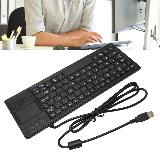 Alt view image 5 of 5 - Wired Keyboard with Trackpad, Ultra Thin Touch Keyboard with X Scissors Key, Built in USB Hub, Compact Mini Industrial Keypad for Food Service Marine Medical
