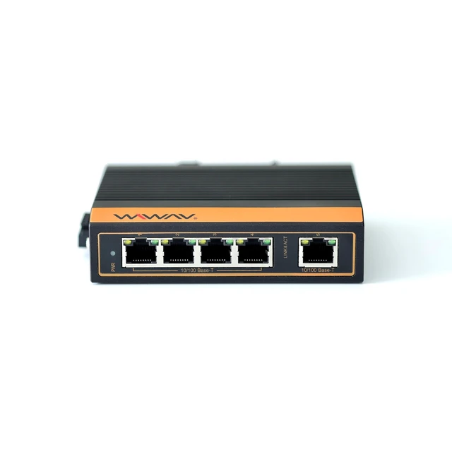 Alt view image 3 of 5 - WIWAV WP1005-5FE-I 10/100Mbps Unmanaged 5-Port PoE Industrial Ethernet Switches with DIN Rail/Wall-Mount (UL Listed, IP40, -40~85)