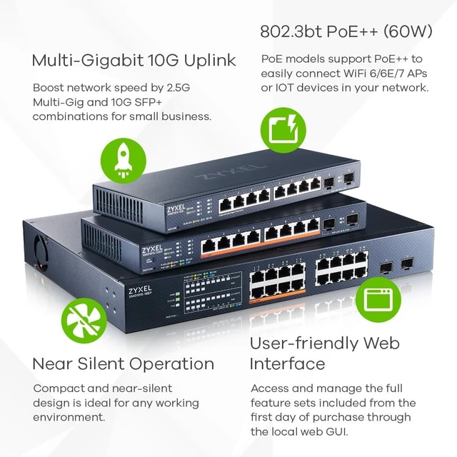 Alt view image 2 of 5 - Zyxel 8 Port Network Ethernet Switch ^^ Smart Managed 2.5/10G ^^ XMG1915-10E