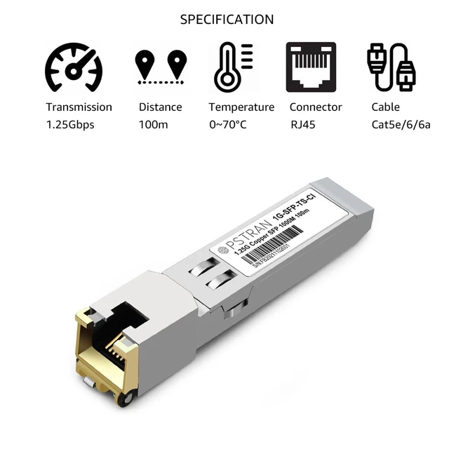 Alt view image 2 of 5 - OPSTRAN 1000BASE-T SFP RJ45 Copper Transceiver Module Compatible with Cisco GLC-T SFP-GE-T 100m cat5e/6 4 Pack