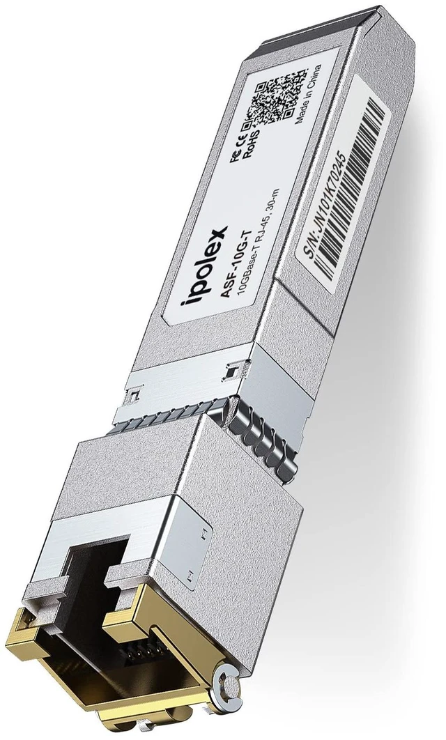 Main image of ipolex 10G SFP+ RJ45 Copper Transceiver, 10GBase-T RJ-45 SFP+ Module, Compatible for HPP, HP Aruba (CAT6a/CAT7, 30m)