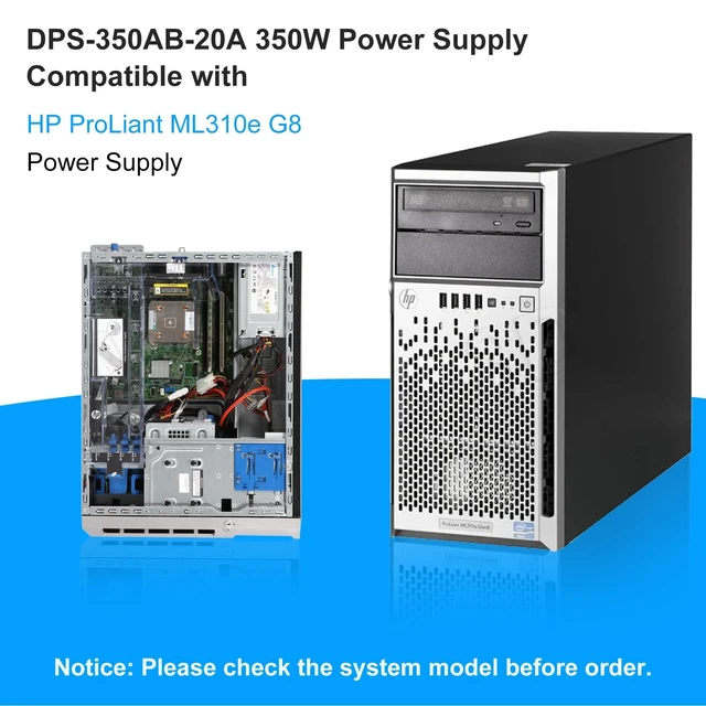 Alt view image 3 of 5 - S-Union Upgraded DPS-350AB-20A 350W ATX Power Supply PSU Compatible with HP ProLiant ML310e G8 671310-001 686761-001 DPS-350AB-20 A Power Supply
