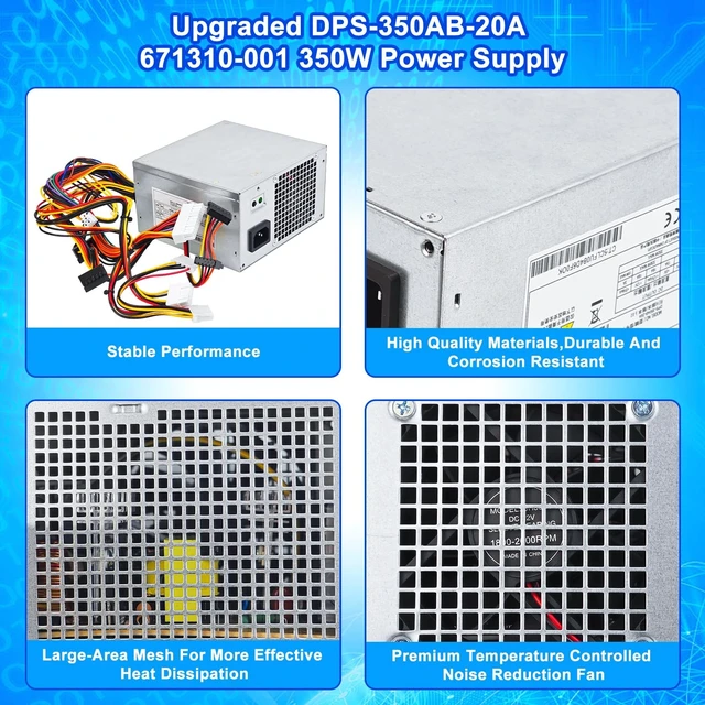 Alt view image 4 of 5 - S-Union Upgraded DPS-350AB-20A 350W ATX Power Supply PSU Compatible with HP ProLiant ML310e G8 671310-001 686761-001 DPS-350AB-20 A Power Supply