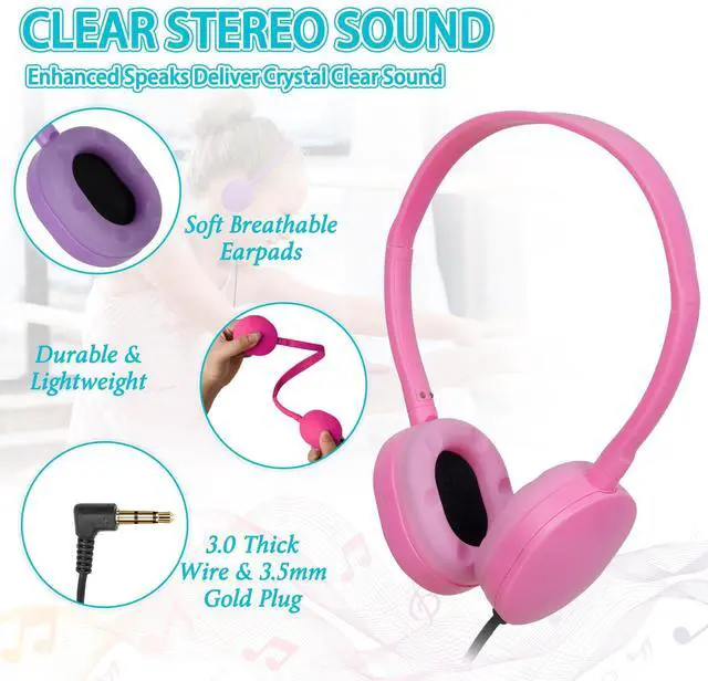 Alt view image 3 of 5 - TJZXGUI 100 Pack Bulk Headphones for Classroom School,Wholesale Earphones Class Set for Students Teens and Adult10 Colors