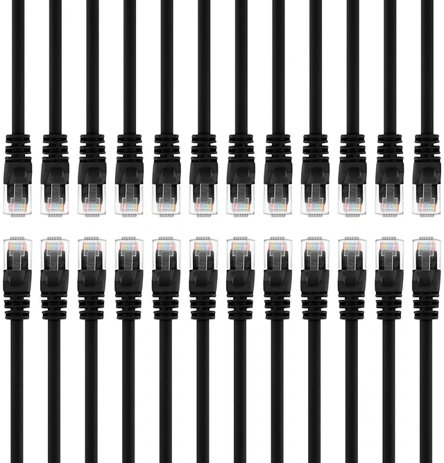 Main image of GearIT 50-Pack, Cat5e Ethernet Patch Cable 3 Feet - Snagless RJ45 Computer LAN Network Cord, Black - Compatible with 48 Port Switch POE Rackmount 48port Gigabit