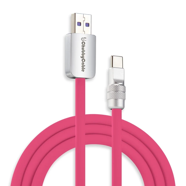 Main image of chubbycable USB A to C 120W Silicone Fast Charging Cable, Rose Red, 13.1FT