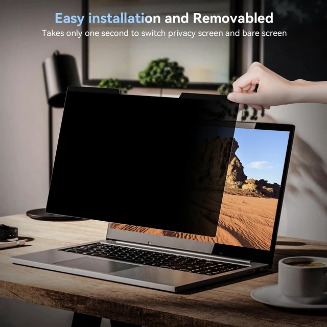 Alt view image 3 of 5 - Mamol Magnetic Laptop Privacy Screen 14 inch ,16:10 Aspect Removable Anti Glare Protector Blue Light Privacy Screen Filter,Filter Shield Compatible with HP/Dell/Acer/Asus/Samsung/Len