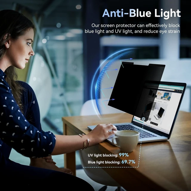 Alt view image 5 of 5 - Mamol Magnetic Laptop Privacy Screen 14 inch ,16:10 Aspect Removable Anti Glare Protector Blue Light Privacy Screen Filter,Filter Shield Compatible with HP/Dell/Acer/Asus/Samsung/Len