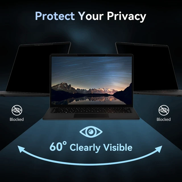 Alt view image 4 of 5 - Mamol Magnetic Laptop Privacy Screen 14 inch ,16:10 Aspect Removable Anti Glare Protector Blue Light Privacy Screen Filter,Filter Shield Compatible with HP/Dell/Acer/Asus/Samsung/Len