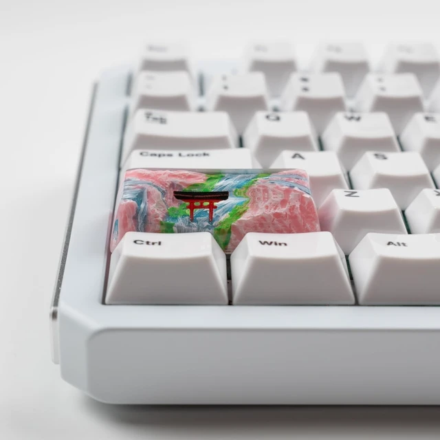 Alt view image 4 of 5 - ULTRAEQUIP Artisan Keycaps Cherry Torii Shine Through, Resin Handmade Keycaps 2.25U for Shift Enter Mechanical Keyboard