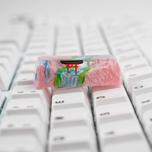 Alt view image 5 of 5 - ULTRAEQUIP Artisan Keycaps Cherry Torii Shine Through, Resin Handmade Keycaps 2.25U for Shift Enter Mechanical Keyboard