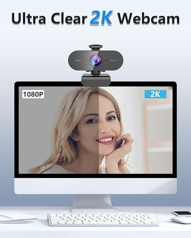 Alt view image 2 of 5 - QMKKX 2K Webcam for pc with Microphone,Privacy Cover Slider Streaming Web cam for Mac Laptop,USB External Computer Camera for Desktop,Best Full Hd face cam for Video Conference,Gaming,Zoom,Teams