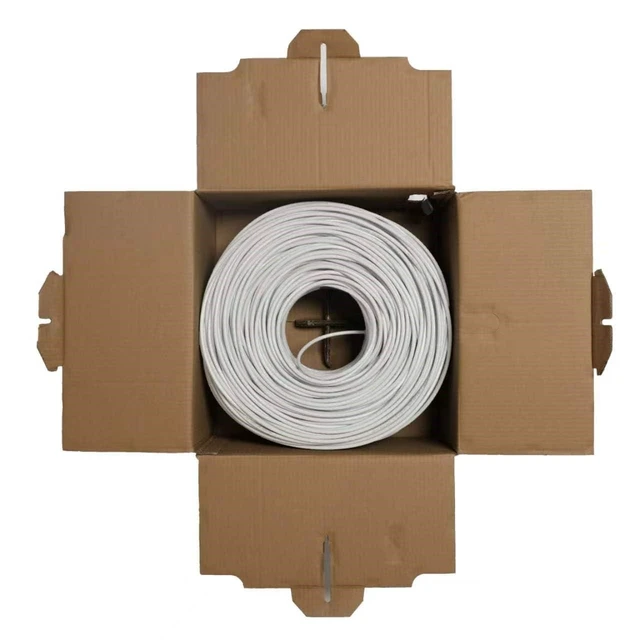 Alt view image 4 of 4 - Transber, CAT5e 1000ft Ethernet Cable Solid UTP Up to 10Gbps 350Mhz 24AWG 4x2 Pair Bulk Cable Network PoE++/4PPoE LAN Wire 1000-feet Easy Pull Box (White)