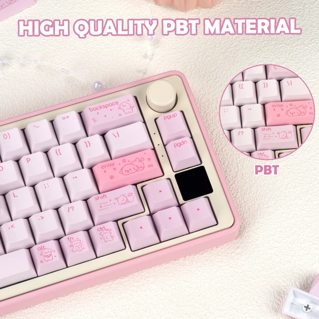 Alt view image 3 of 5 - TIMSEKER Minimalist Cute Pink Keycap Set, Kawaii Cherry Profile Key Caps