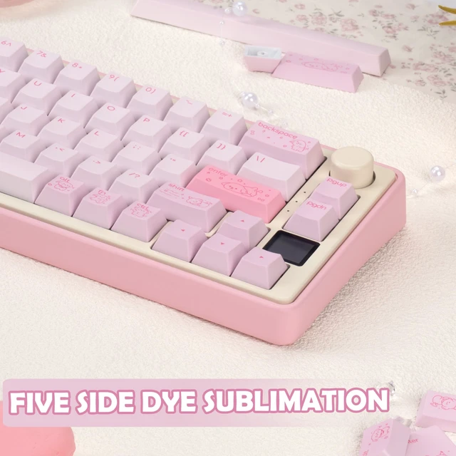 Alt view image 4 of 5 - TIMSEKER Minimalist Cute Pink Keycap Set, Kawaii Cherry Profile Key Caps
