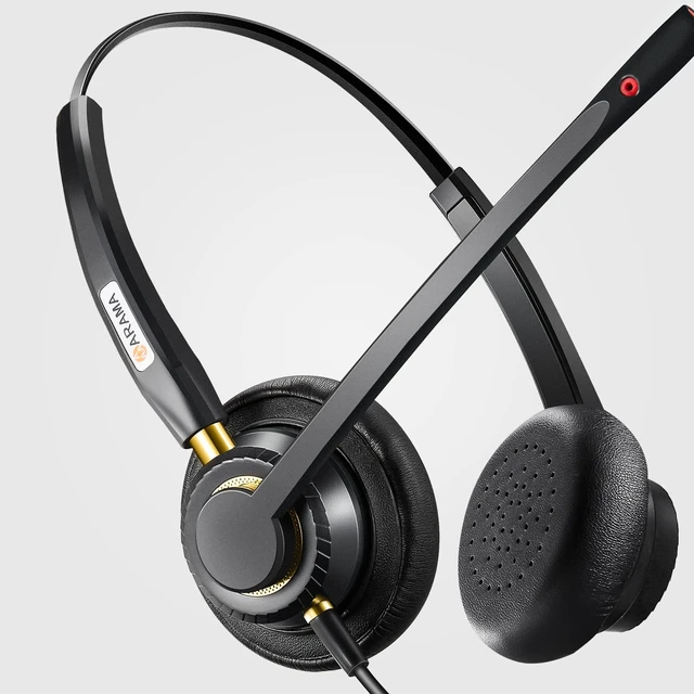 Alt view image 3 of 5 - Arama USB Headset with Microphone for PC, Computer Laptop Headphones with Noise Cancelling Mic & Audio Controls for Home Office Business Skype UC Webinar Zoom