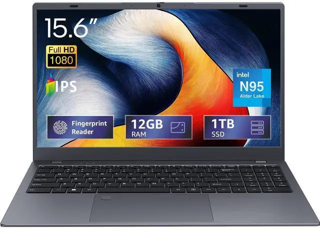 Main image of UOWAMOU 15.6 IPS-FHD-Laptop, 12GB LPDDR5 RAM 1TB NVMe SSD Laptop Quad Core N95 (up to 3.4GHz), Multi-Ports Lightweight Computer for Student-Home WiFi 5 BT5.0