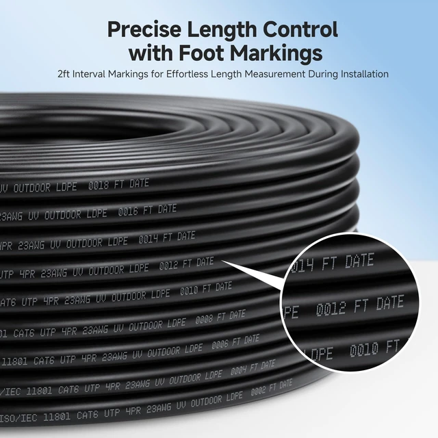 Alt view image 5 of 5 - Cable Matters 10Gbps 23AWG Outdoor Cat6 Ethernet Cable, 500ft, Black