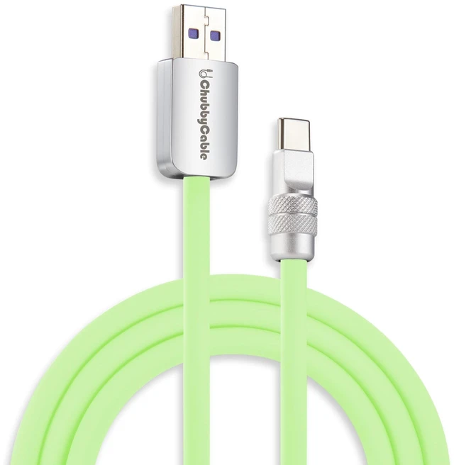 Main image of chubbycable USB A to C 120W Silicone Charging Cable, Mint Green, 13.1FT