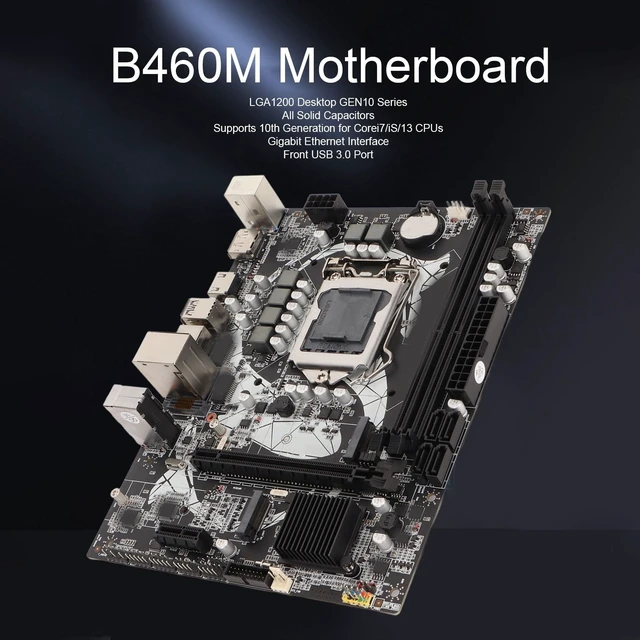 Alt view image 3 of 5 - Heayzoki B460M Motherboard, PC Desktop Mainboard, Channel DDR4 LGA 1200 2 Gigabit NIC Support HD Multimedia Interface SATA3.0 Mining Mainboard for Gaming