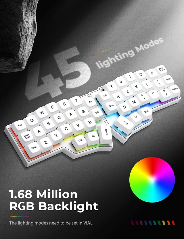Alt view image 3 of 5 - YIVU CORNE V4.1 Split Ergonomic Mechanical Keyboard, 40% 3x6 Columnar Stagger Ortholinear Layout, QMK/Vial Programmable, Wired Type-C Hot-Swappable RGB Custom Keyboard for Programmers Typing