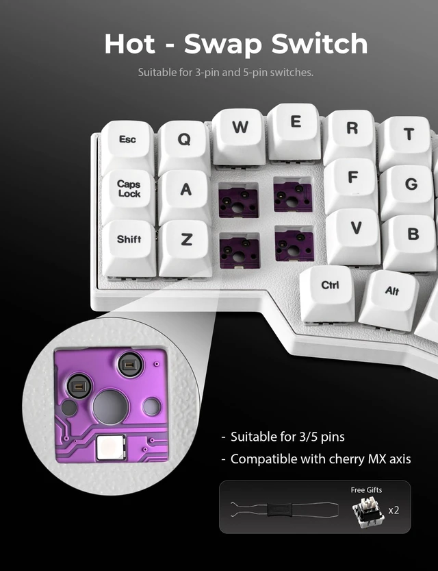Alt view image 4 of 5 - YIVU CORNE V4.1 Split Ergonomic Mechanical Keyboard, 40% 3x6 Columnar Stagger Ortholinear Layout, QMK/Vial Programmable, Wired Type-C Hot-Swappable RGB Custom Keyboard for Programmers Typing