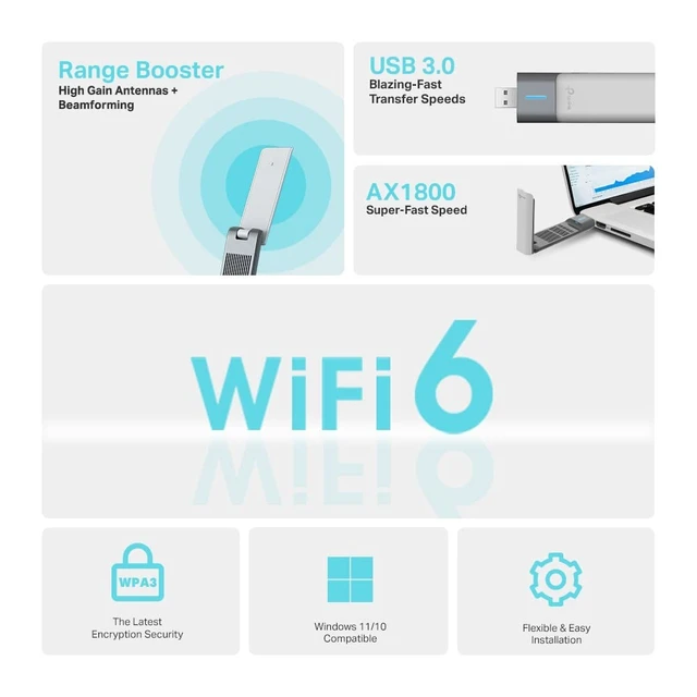 Alt view image 3 of 5 - TP-Link AX1800 HIGH GAIN Wireless USB Adapter