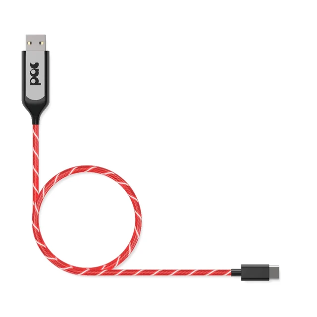Alt view image 2 of 5 - Statik PowerAware 224/110V Light Up Charger Cord USB ^^ USB to USB C Cable & LED Charging Cable ^^ Light Up Charging Cable ^^ Light Up Phone Charger Cord ^^ Red, 3FT/1M