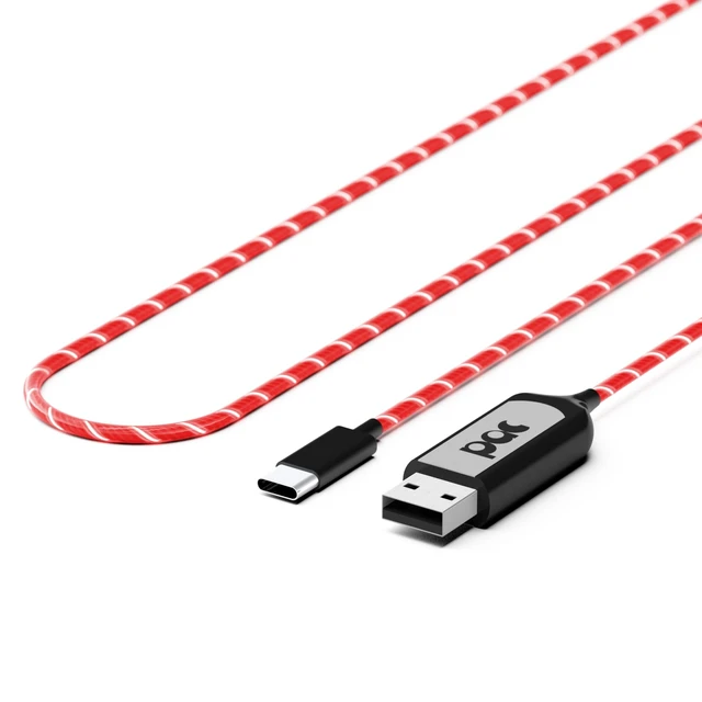 Alt view image 3 of 5 - Statik PowerAware 224/110V Light Up Charger Cord USB ^^ USB to USB C Cable & LED Charging Cable ^^ Light Up Charging Cable ^^ Light Up Phone Charger Cord ^^ Red, 3FT/1M