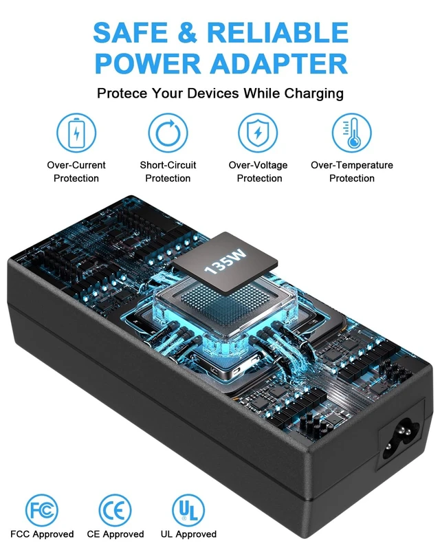Alt view image 4 of 5 - IEFUU 135W Charger Replacement for Acer Nitro 5 7 Gaming Laptop Charger N18C3 N18C4 AN515 AN515-51 AN515-54 AN515-53 AN517-51 AN515-41 AN515-55 AN515-52 515-45 515-56 Aspire 7 Power Adapter Cord