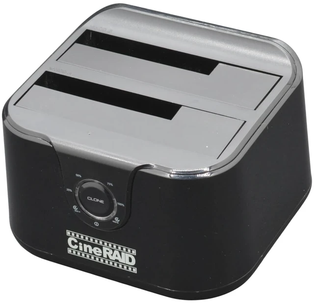 Main image of CineRAID CRH238 USBC 10Gbps DualBay SATA Docking Station ^^ Offline Cloning with LED Progress ^^ 2.5/3.5 HDD/SSD ^^ ToolFree ^^ UASP ^^ Up to 24TB