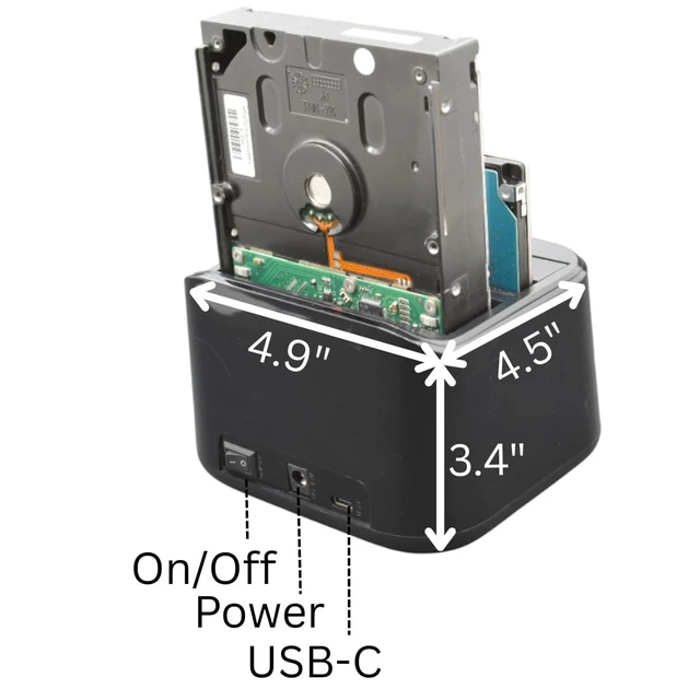 Alt view image 5 of 5 - CineRAID CRH238 USBC 10Gbps DualBay SATA Docking Station ^^ Offline Cloning with LED Progress ^^ 2.5/3.5 HDD/SSD ^^ ToolFree ^^ UASP ^^ Up to 24TB