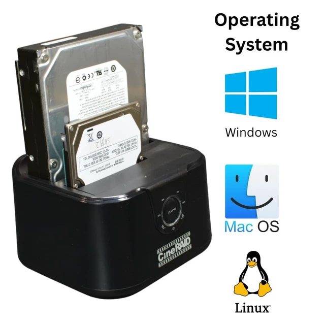 Alt view image 4 of 5 - CineRAID CRH238 USBC 10Gbps DualBay SATA Docking Station ^^ Offline Cloning with LED Progress ^^ 2.5/3.5 HDD/SSD ^^ ToolFree ^^ UASP ^^ Up to 24TB