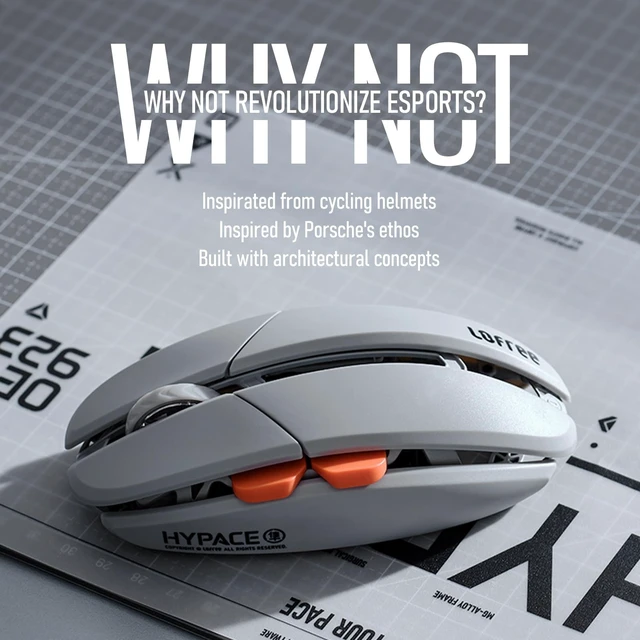 Alt view image 4 of 5 - LOFREE Hypace Ultra-Lightweight Wireless Gaming Mouse, 47g, PAW3950 Sensor, 40K DPI, 8K Polling Rate, Mg Alloy Frame, Tri-Mode(Bluetooth/2.4GHz/Wired), 100Hrs Battery for PC/Mac (Ghost)
