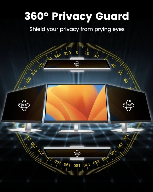 Alt view image 2 of 5 - F FORITO 23.6 Inch 16:9 360Privacy Screen Protector for Computer Monitor, Removable Eye Protection Anti Blue Light Anti Glare Computer Screen Privacy Shield for 23.6" Widescreen Monitors