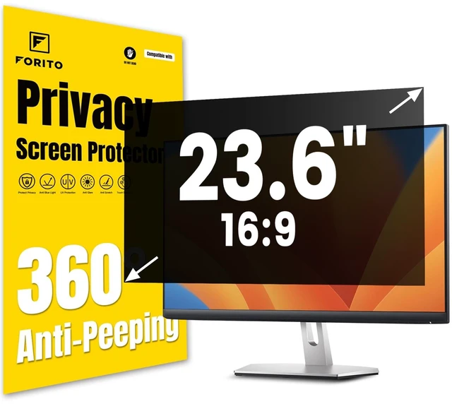 Main image of F FORITO 23.6 Inch 16:9 360Privacy Screen Protector for Computer Monitor, Removable Eye Protection Anti Blue Light Anti Glare Computer Screen Privacy Shield for 23.6" Widescreen Monitors