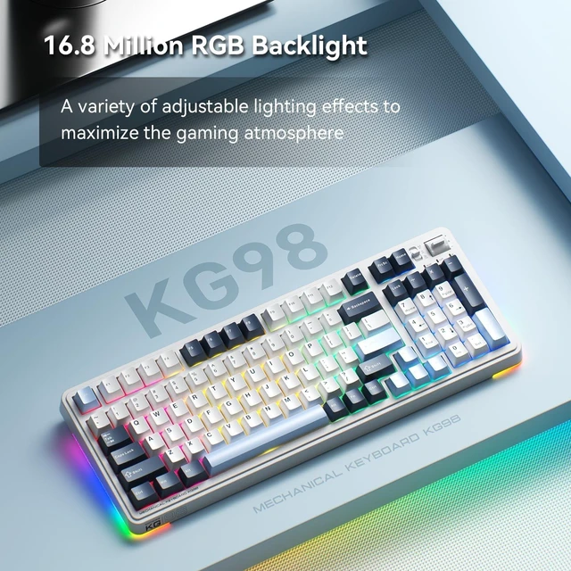 Alt view image 3 of 5 - Machenike KG98 Mechanical Keyboard,Hot Swappable Custom Gaming Keyboard,Pre-lubed Linear Switches,RGB Sidelit,Tri-Mode 98 Keys Compact Layout for Gaming/Typing/Win/Mac/PC