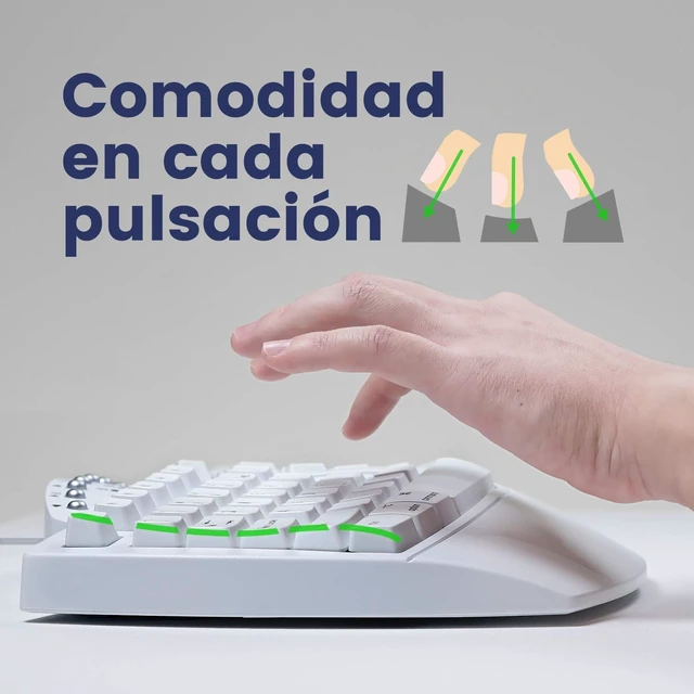 Alt view image 2 of 4 - Perixx PERIBOARD-512W ES USB Teclado Ergonomico - 19.09x9.29x1.97 Inches - Blanco - QWERTY Espanol, White