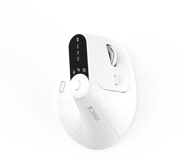 Main image of JOMAA Wireless 2.4G & Dual Bluetooth Three-Channel Ergonomic Vertical Mouse Adjustable DPI, Multi-Function Turntable for PC, Laptop, MacBook, Rechargeable (White)