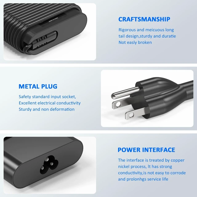Alt view image 4 of 5 - New Slim 90W USB C Laptop Charger Compatible with Dell XPS 15 9500 17 9700 Latitude 3000 5000 7000 9000 Series Precision 5470 5550 5750 3540 3570 LA90PM170 DA90PM170 Type C AC Adapter Power Cord