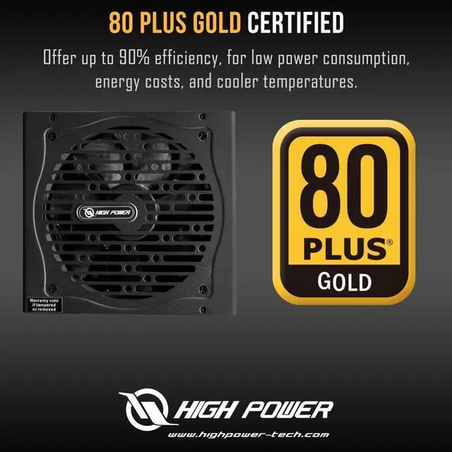 Alt view image 2 of 5 - HIGH POWER 80 Plus Gold Certified PC Computer Power Supply - 650 Watts PSU, Continuous Power ATX 12V V2.3/EPS Active PFC with Whisper Quiet 120mm Fan, Reliable Performance and High Efficiency