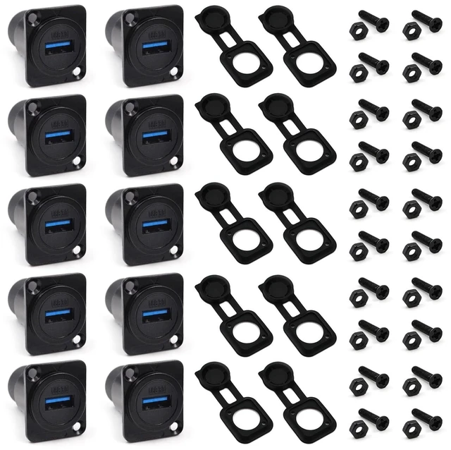Main image of Itvexeme 10PCS USB 3.0 Panel Mount Female to Female Connector
