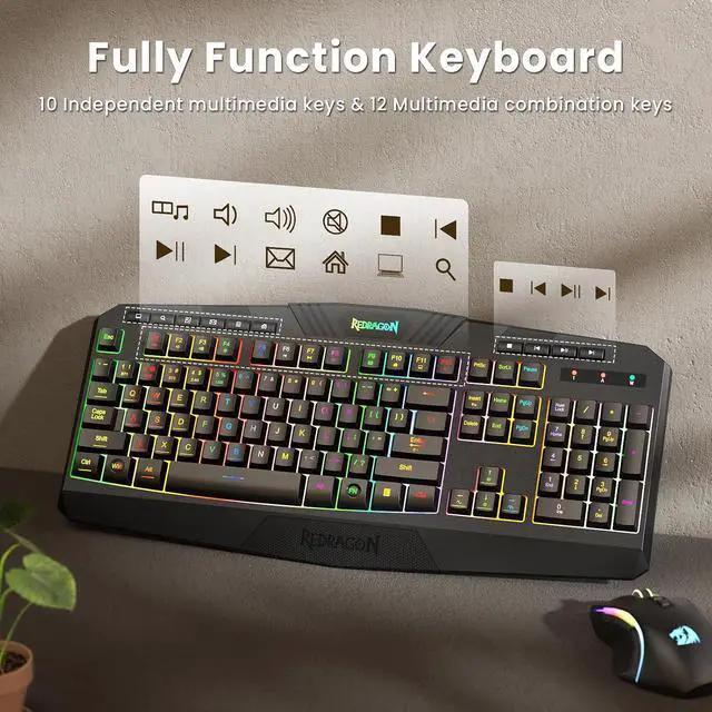 Alt view image 6 of 7 - S101M-KS Gaming Keyboard and Mouse Wireless with Tri-Mode, RGB Keyboard and 4800 DPI Gaming Mouse, 10 Independent Multimedia Keys for Wins, PC, Computer, Wireless S101 Ideal for Gamer