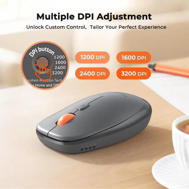 Alt view image 6 of 7 - MEETION Wireless Bluetooth Keyboard and Mouse, Ultra Slim Multi-Device (USB+BT) Keyboard Mice, Quiet Full Size Keyboard with Numeric Keypad, 1200-3200 DPI Mouse, for PC Desktop Tablet Laptop, Win/Mac