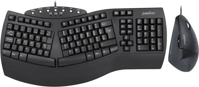 Main image of Perixx PERIDUO-512B US, Wired Ergonomic Keyboard and Vertical Mouse Combo - USB - Black - US English